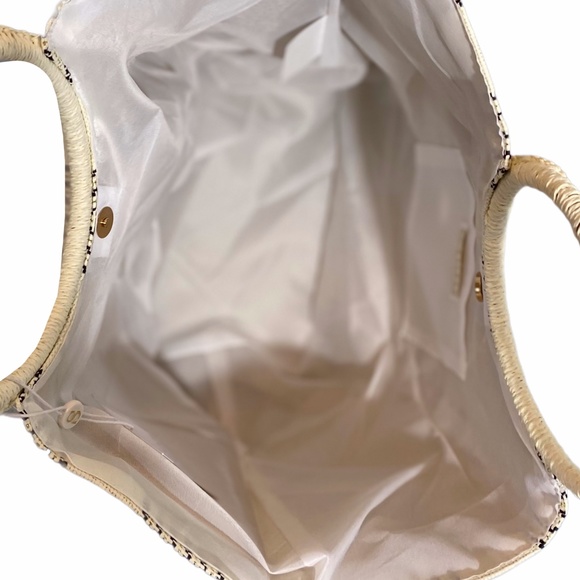 NWOT Shira Leah White Metallic Straw Tote - Picture 6 of 7